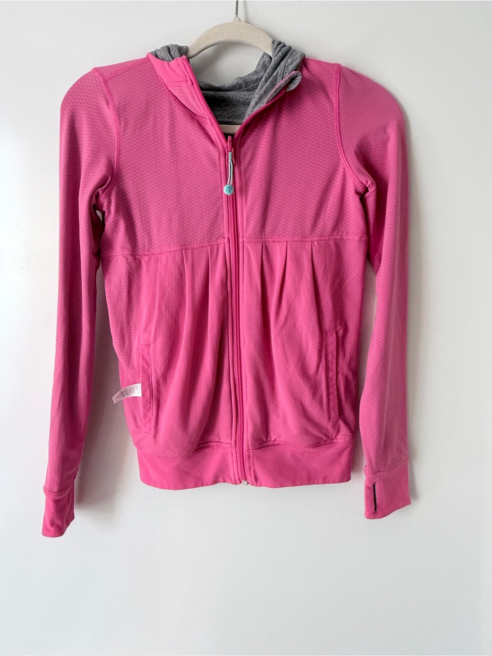 Ivivva Girls' Hot Pink Hooded Zip Jacket with Gray Lining